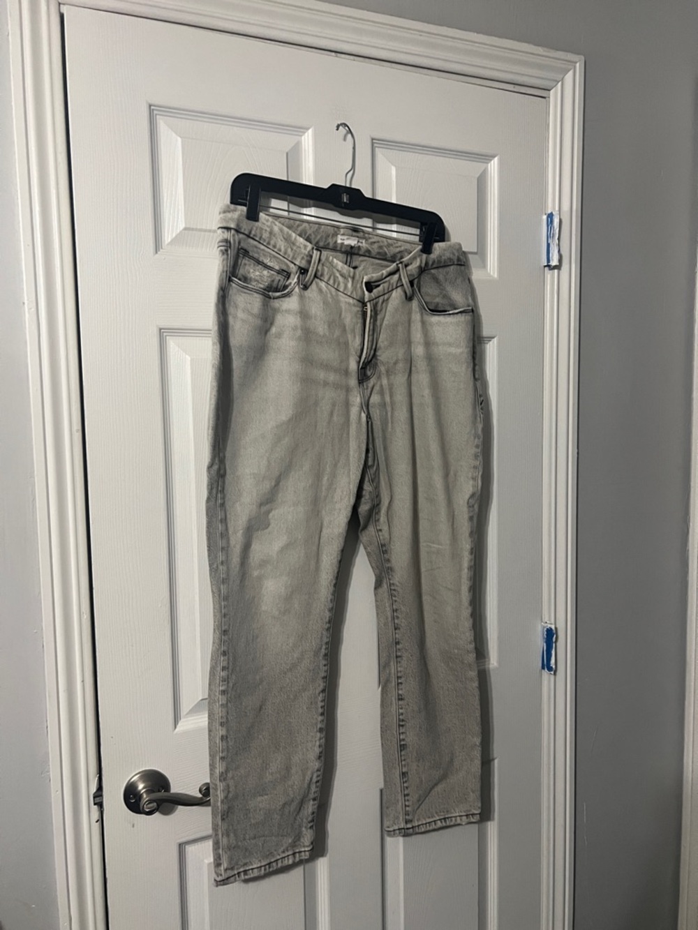 Good American Light Gray Washed Denim Pants